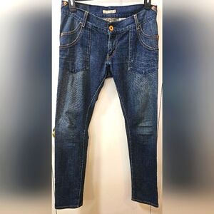 Levis Jeans Women 9 M Slouch Skinny 504 Blue Denim Low Rise Faded Retro Y2K